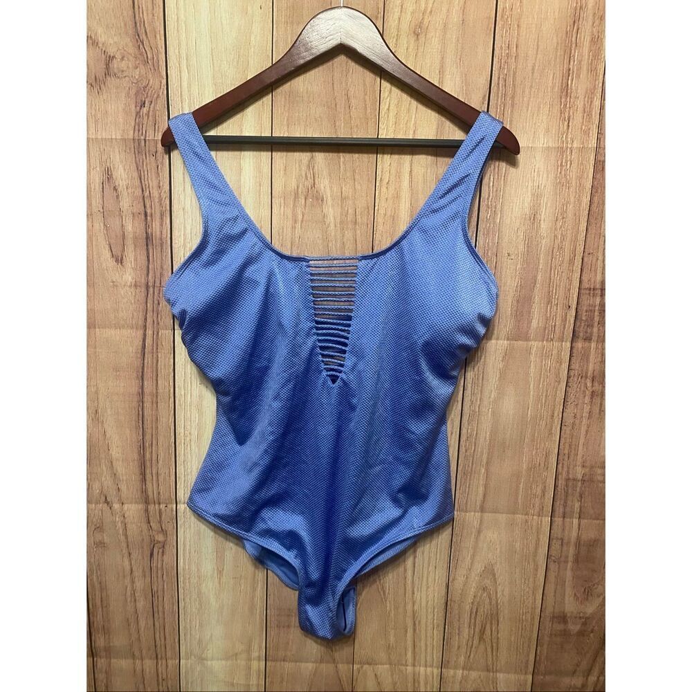 Coastal Waves 1X NWT one piece swimsuit blue swimwear beach